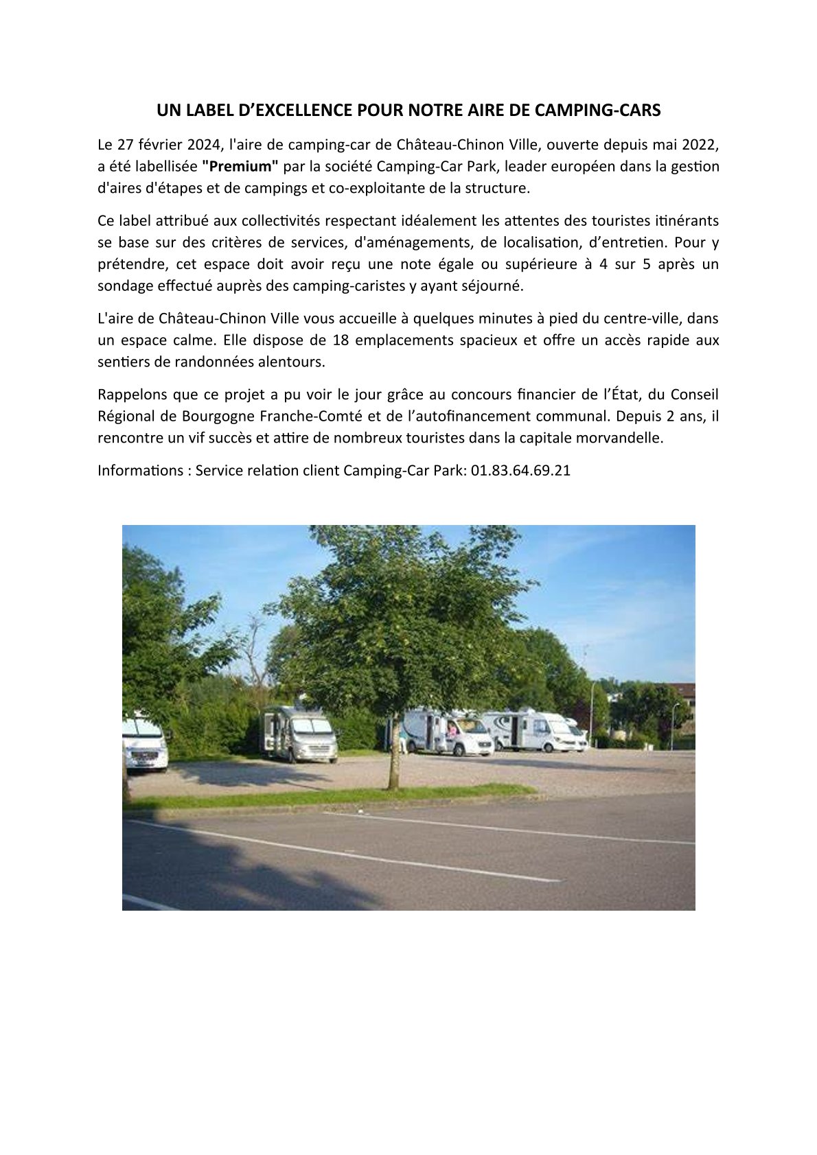 Aire d'accueil Camping Cars | Château-Chinon Ville